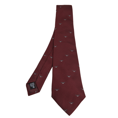 Pre-owned Emporio Armani Red Logo Silk Jacquard Tie