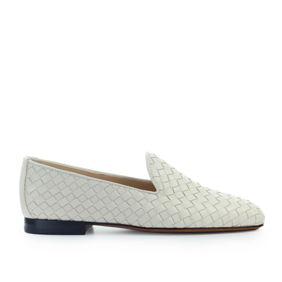 Shop Doucal's Cream Woven Loafer In White