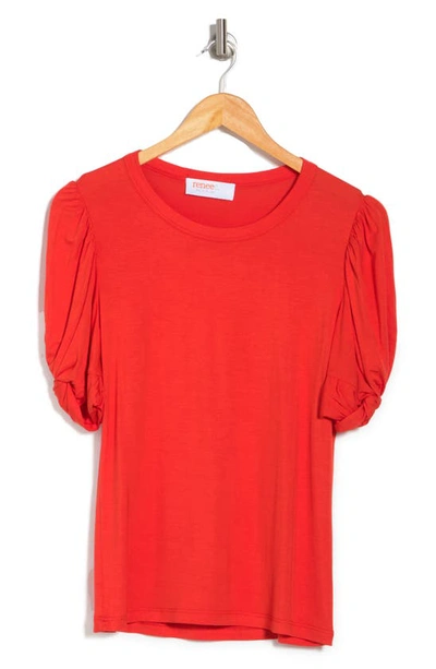 Shop Renee C Solid Scrunched Sleeve Top In Coral