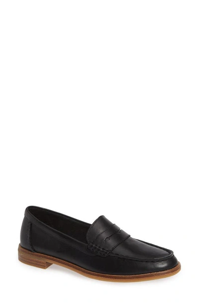 Shop Sperry Seaport Penny Loafer In Black Nubuck Leather