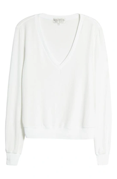Shop Wildfox Deep V-neck Baggy Beach Jumper Pullover In Clean White