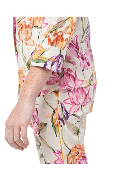 Shop The Lazy Poet Emma Spring Tulips Cotton Pajamas In Pink