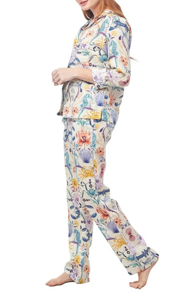 Shop The Lazy Poet Nina Seahorses Linen Pajamas In White