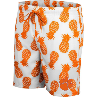 Shop Colosseum White/orange Clemson Tigers Pineapple Swim Shorts