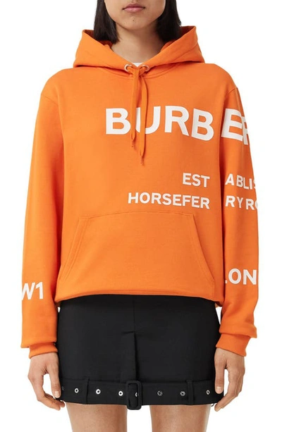 Shop Burberry Poulter Horseferry Logo Cotton Hoodie In Bright Orange