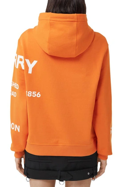 Shop Burberry Poulter Horseferry Logo Cotton Hoodie In Bright Orange