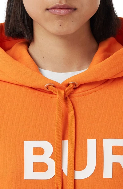 Shop Burberry Poulter Horseferry Logo Cotton Hoodie In Bright Orange