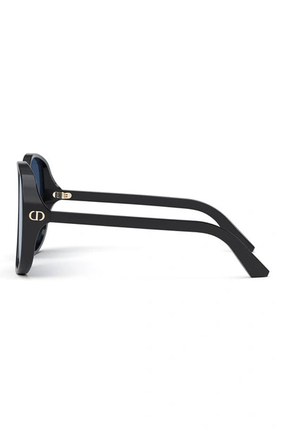 Shop Dior Ddoll R1u 62mm Square Sunglasses In Shiny Black / Blue