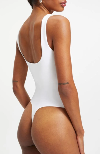 Good American Sleeveless Square Neck Tank Bodysuit In White001