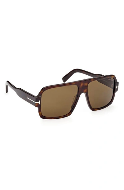 Shop Tom Ford Camden 58mm Square Sunglasses In Dark Havana / Roviex