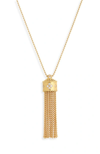 Shop Roberto Coin Venetian Princess Diamond Tassel Pendant Necklace In Yellow Gold/ Diamond