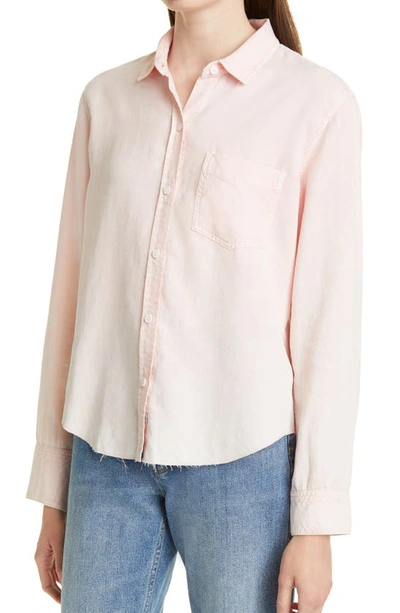 Shop Rails Ingrid Raw Hem Long Sleeve Button-up Shirt In Peony Acid Wash