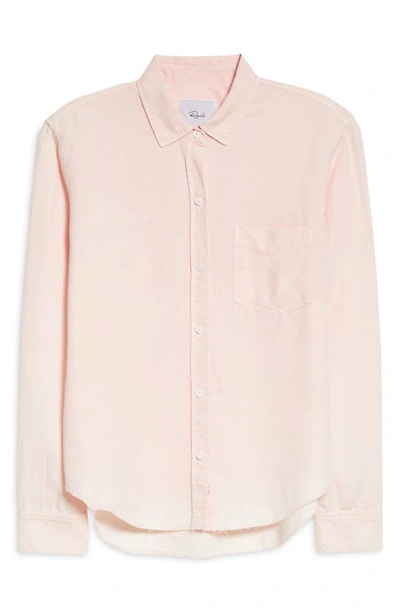Shop Rails Ingrid Raw Hem Long Sleeve Button-up Shirt In Peony Acid Wash