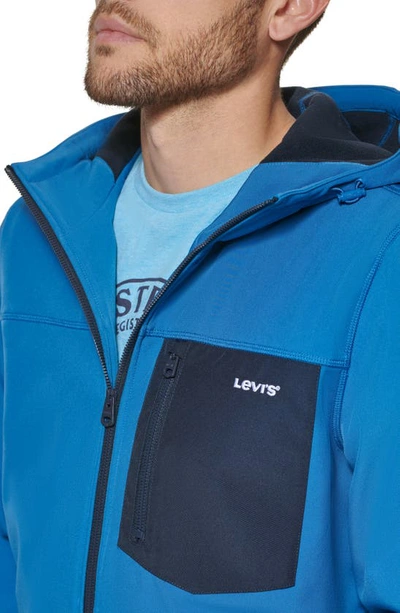Shop Levi's Performance Hooded Rain Jacket In Blue