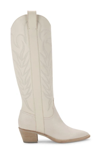 Shop Dolce Vita Solei Western Boot In White Embossed Leather