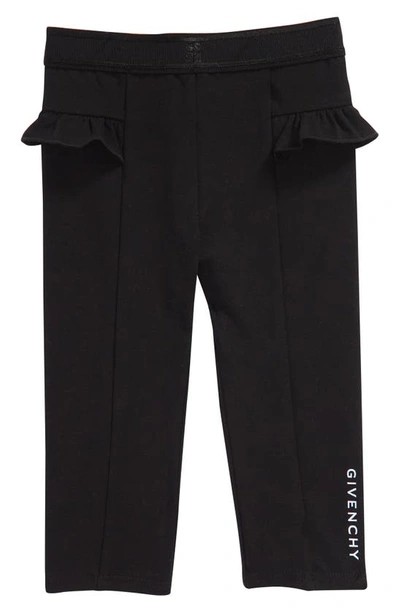 Shop Givenchy Kids Kids' Logo Graphic Ruffle Leggings In 09b Black