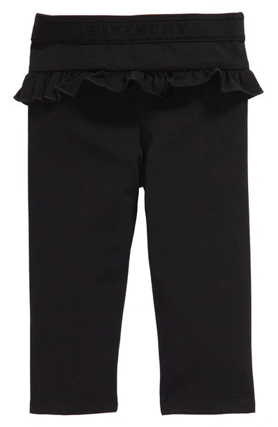 Shop Givenchy Kids Kids' Logo Graphic Ruffle Leggings In 09b Black
