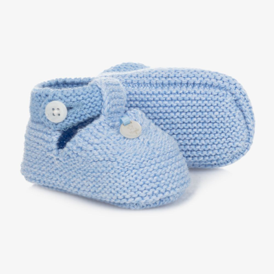 Shop Mayoral Newborn Blue Knit Baby Booties Unisex Kids From Childrensalon