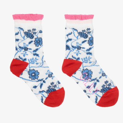 Shop Oilily Girls White & Blue Socks