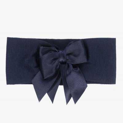 Shop La Perla Girls Navy Blue Bow Headband