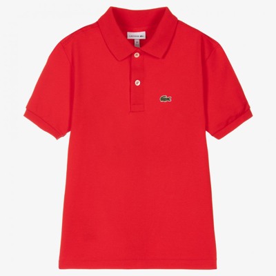 Shop Lacoste Teen Boys Red Polo Shirt