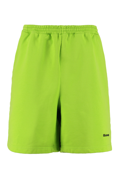 Shop Balenciaga Logo Embroidered Sweat Shorts In Green