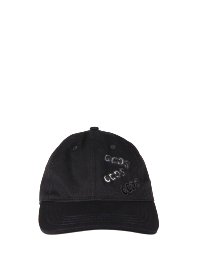 Shop Gcds Logo Embroidered Curved Peak Baseball Cap In Black