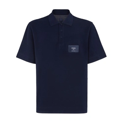 Shop Fendi Polo Shirt With Logo In Bleu