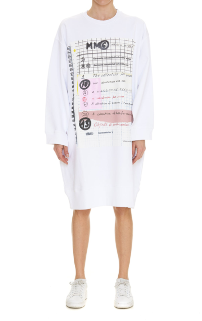 Shop Mm6 Maison Margiela Graphic Printed Sweatshirt Dress In White