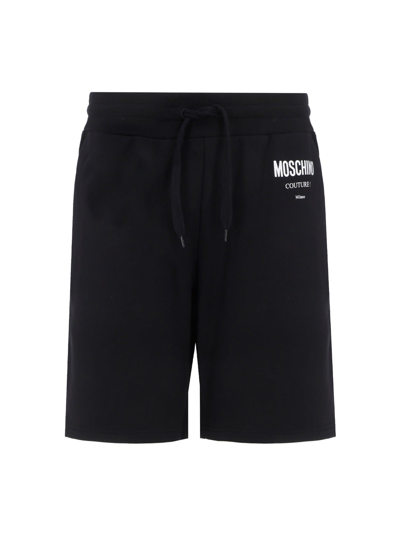 Shop Moschino Logo Printed Drawstring Shorts In Black