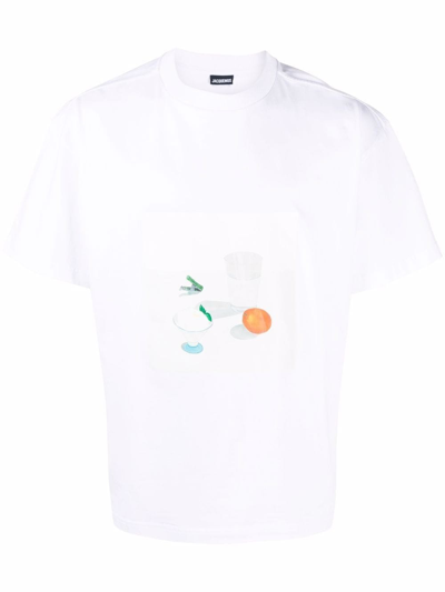 Shop Jacquemus Printed T-shirt In Bianco