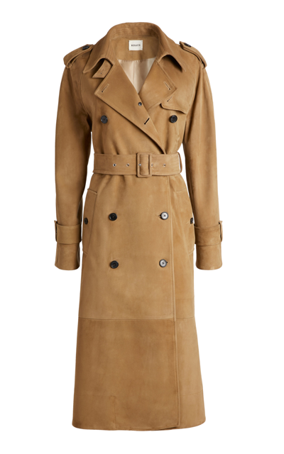Shop Khaite Women's Selly Suede Trench Coat In Brown