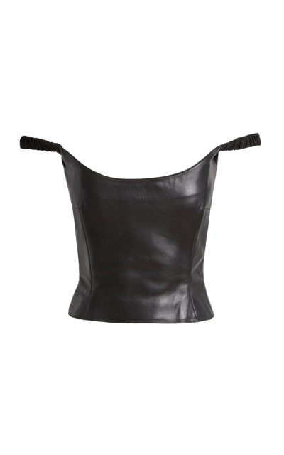 Shop Khaite Women's Audra Leather Top In Black