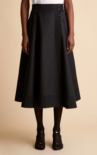 Shop Khaite Women's Olga Cotton Midi Skirt In Black