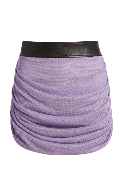 Shop Khaite Women's Draitton Draped Crystal-mesh Mini Skirt In Purple
