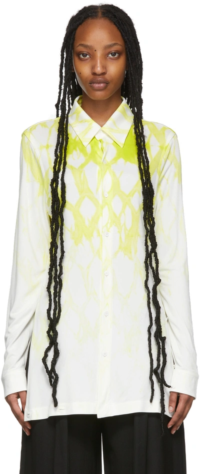 Shop Dion Lee White & Green Shibori Miter Shirt In Acid Yellow
