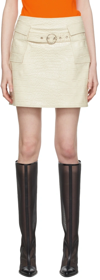 Saks Potts New York Crocodile-embossed Leather Mini Skirt In Vanilla Croco