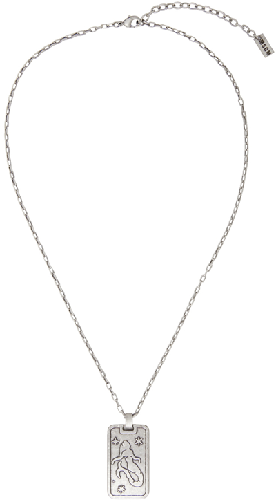Shop Msgm Silver Collana Necklace In 90 Dark Silver