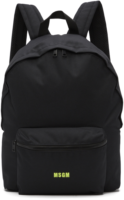 Shop Msgm Black Canvas Backpack In 99 Black