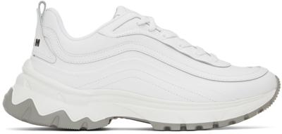 Shop Msgm White Minimal Chunky Sole Sneakers In 01 White