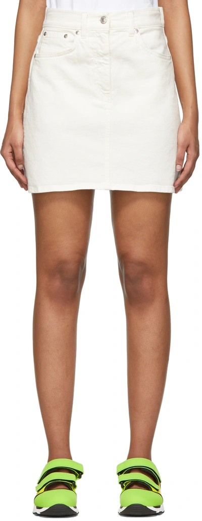 Msgm White Contrast Logo Miniskirt In 01 White