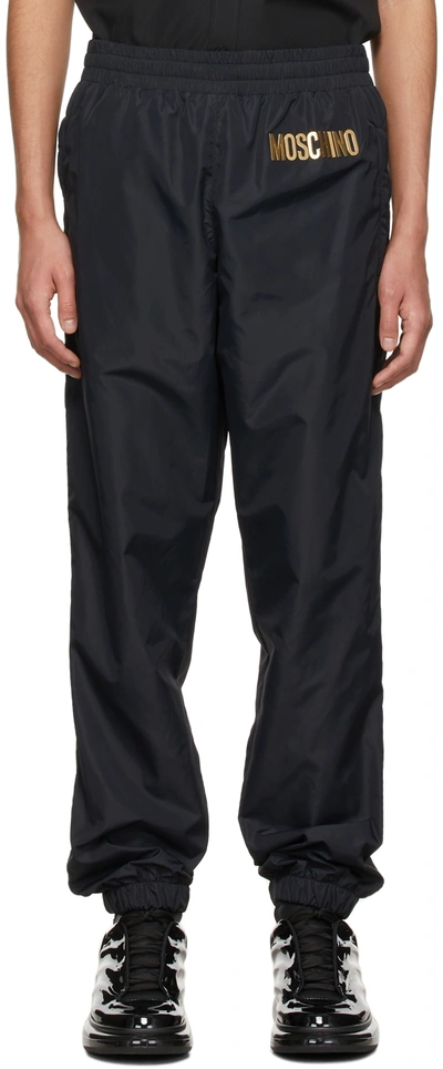 Moschino Black Logo Track Pants In J0555 Black