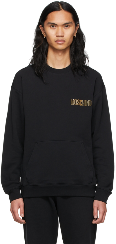 Shop Moschino Black Metallic Logo Sweatshirt In J0555 Black