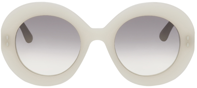 Shop Isabel Marant White Round Sunglasses In 0szj Ivory