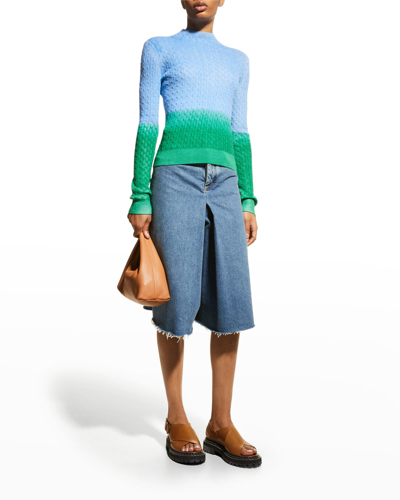 Shop Jw Anderson Gradient Cable-knit Wool Jumper In Blue/green