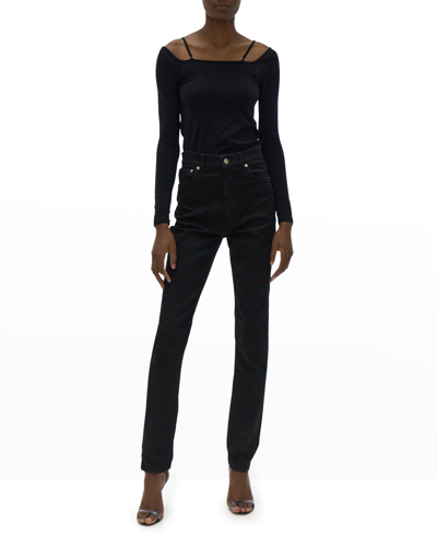 Shop Helmut Lang Bra Strap Long-sleeve Top In Black