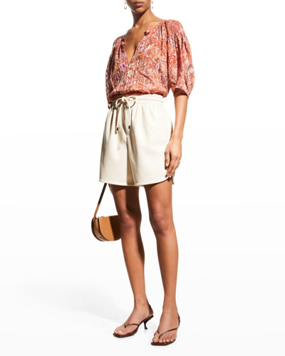 Shop A.l.c Julianna Silk Short-sleeve Top In Sorbet Multi