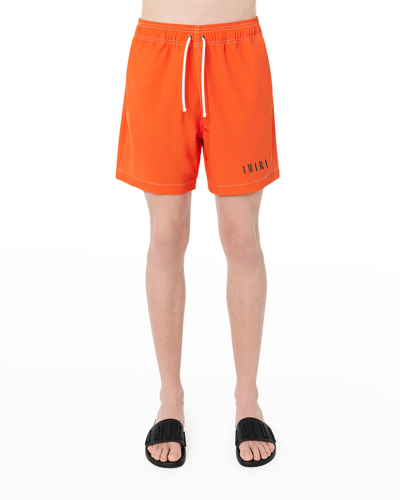Shop Amiri Men's Logo Swim Shorts In Orange