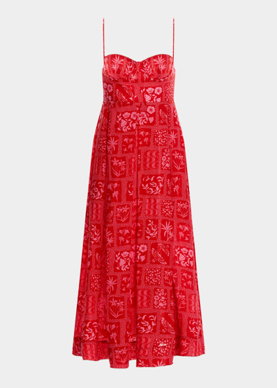 Shop Agua By Agua Bendita Mambo Sweetheart Maxi Floral Dress In Red
