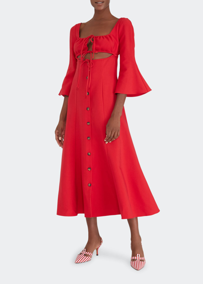 Shop Rosie Assoulin Nautical By Nature Cutout Maxi Dress In Red